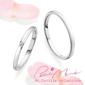 プチマリエセントセシリア鍛造の結婚指輪シンプルな細身の甲丸リング